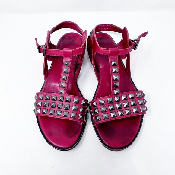 ZADIG & VOLTAIRE Women's Sandals Size EU 38 US 7 Red Studded Leather RARE - Picture 1 of 9